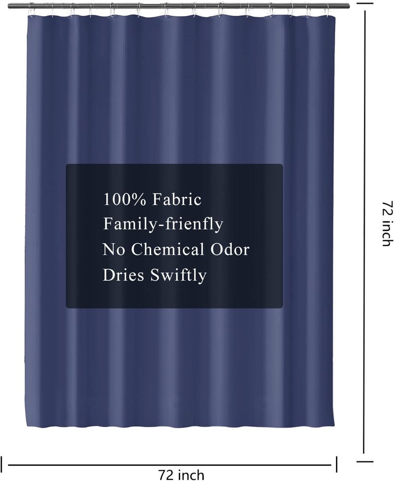 LLSCL Blue Fabric Shower Curtain Liner with Bottom Counterweight, Waterproof Hotel Quality, 72 x 72 Machine Washable - Image 3